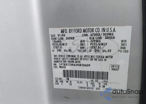 2004 Ford F-150 Stx/Xl/Xlt from USA, damaged, VIN 1FTRX12W64NB30609